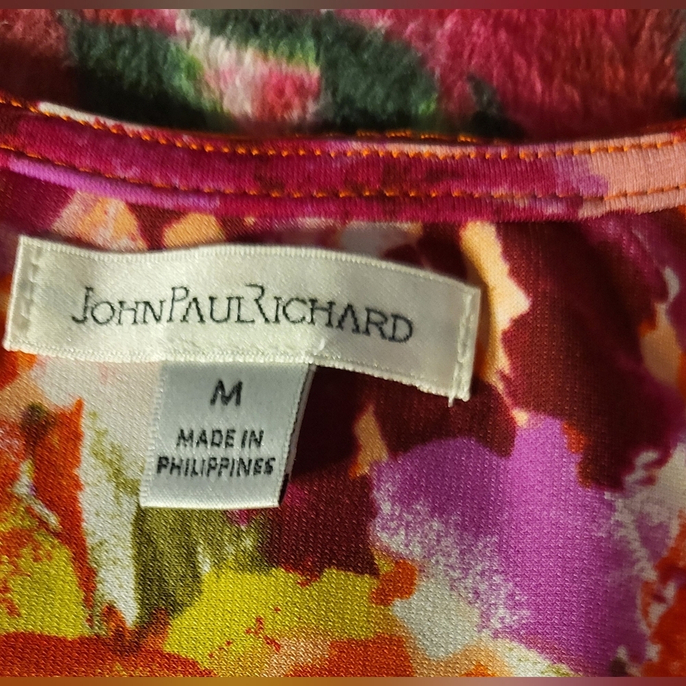 John Paul Richard POrange Animal Print & Floral Print Maxi Dress Size M Stretchy - Picture 9 of 9